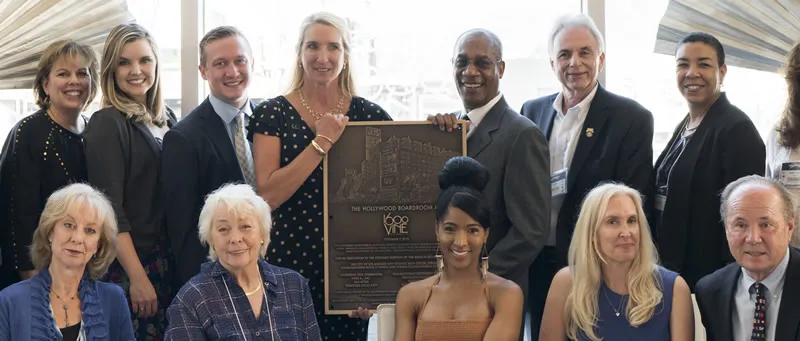 Crowd gathered at the 1600 Vine building dedication ceremony in Hollywood, California