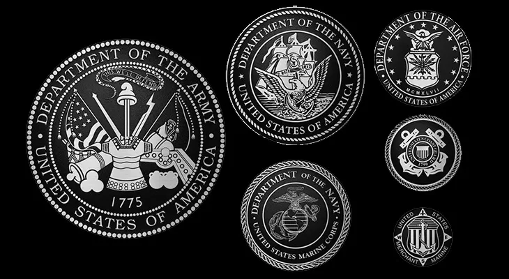 Aluminum military branch medallions