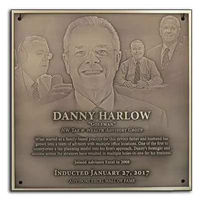 Curved-shape bronze plaque with raised logo