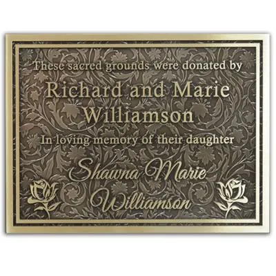 Custom memorial dedication plaque with engraved photo