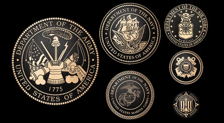 Bronze military branch medallions