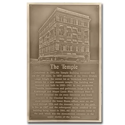 Historic building photo engraved on a bronze plaque