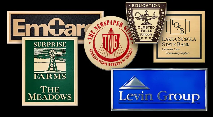 Cast metal building sign created from a company logo