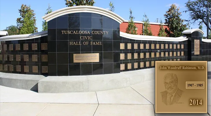 Civic hall of fame plaques made from sketched artist portraits