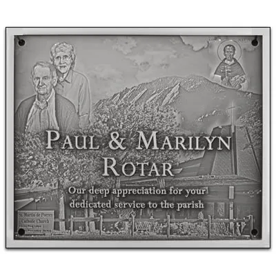 Medium aluminum photo collage memorial plaque