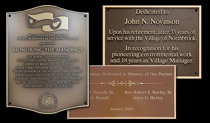 Bronze remembrance plaque listing names and dates