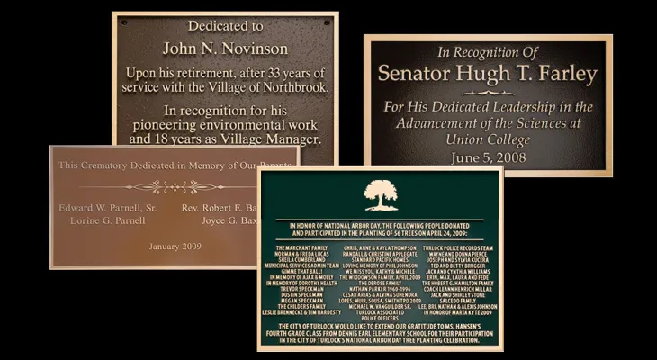 Bas relief historic preservation plaque with a black background