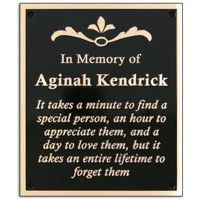 Outdoor bronze memorial plaque with flower pattern background and two graphic roses