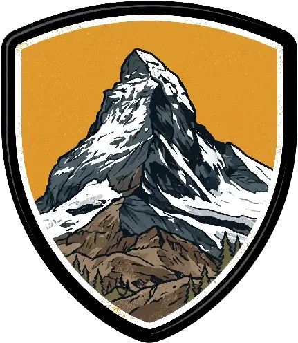 Rocky Mountain Plaques shield emblem with a mountain range motif