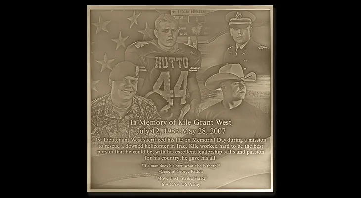 Large bronze photo collage plaque honoring a sports alum